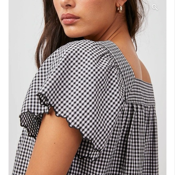 Rails Harley Shirt in Black & White Gingham w Flutter Sleeve - size Medium - EUC - Picture 2 of 16